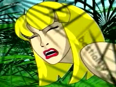 In this animated episode, a shy blonde toon legal-age kid gets drilled by a large dog.
